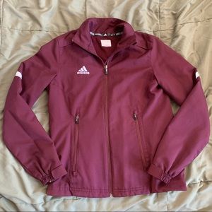 Burgundy Maroon Adidas Full Zip Up Jacket Size XS